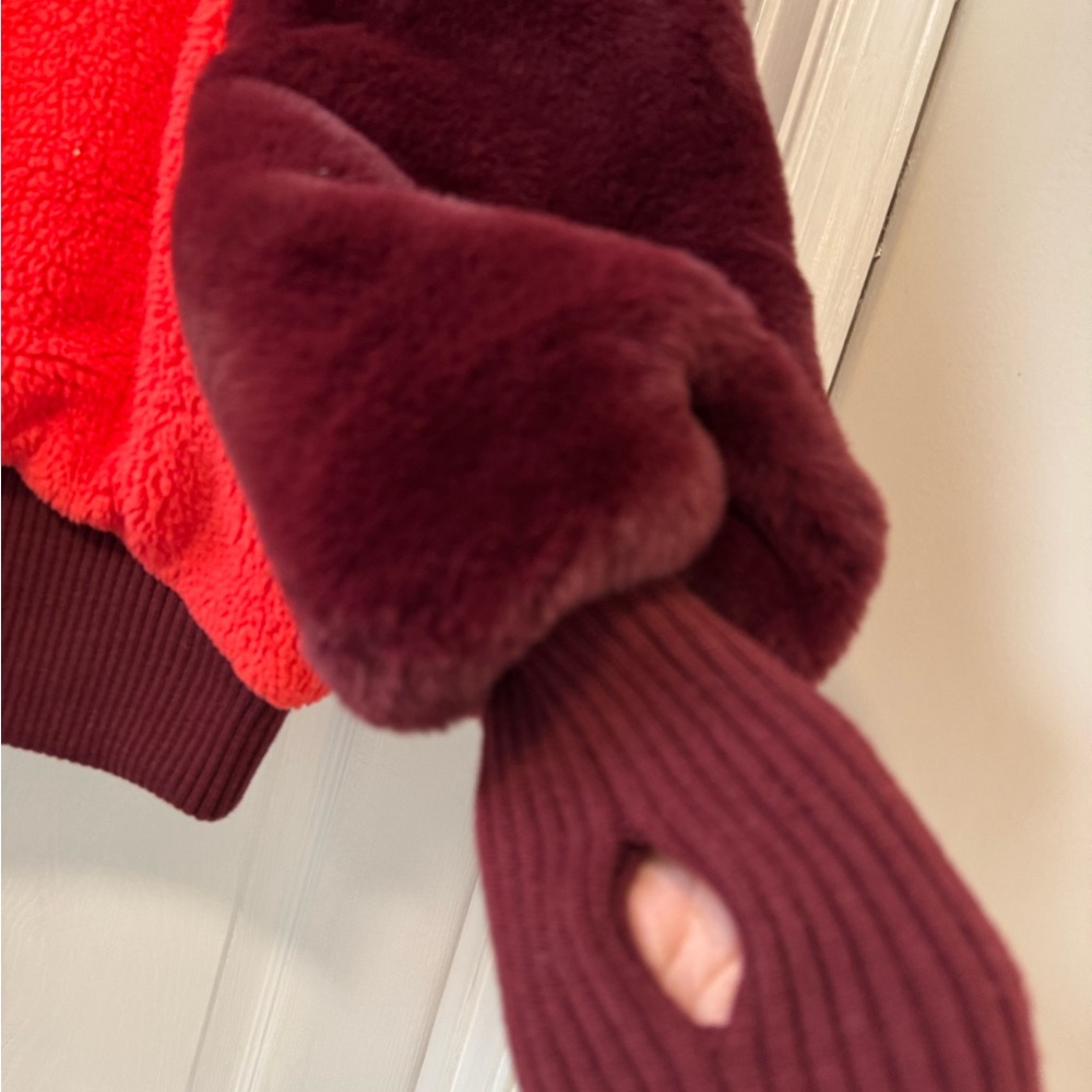 UGG Red and Burgundy Faux Fur Jacket - Picture 2 of 15